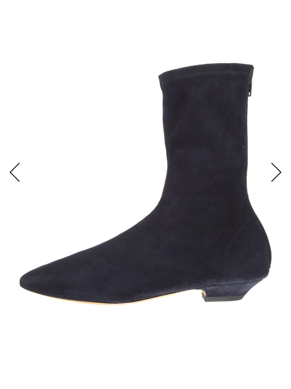 KHAITE Apollo Suede Pointed Sock Boots midnight navy